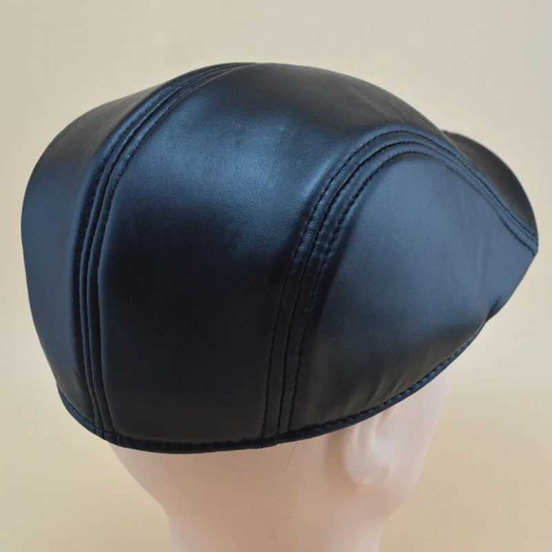 Formal Business Women Men Beret Hat PU Leather Men Newsboy Cabbie Ivy Cap Black Brown Classical Mode Collocation SuitX240919 - view 7