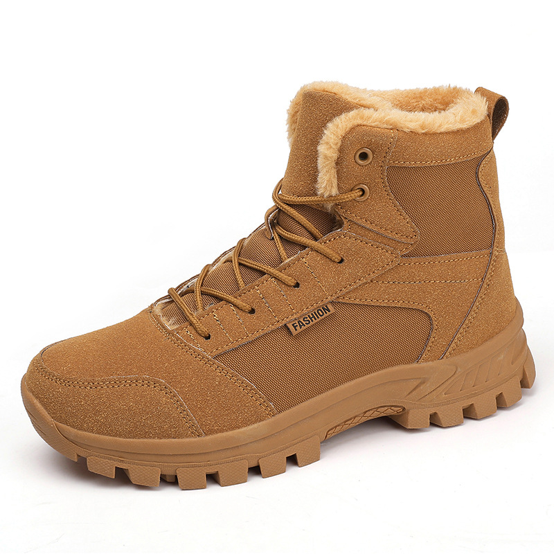 Winter Warm Military Boots Men's Outdoor High Top Sports Shoes Mountaineering Shoes Anti Cold Snow Boots Large Size Plush Men's Shoes