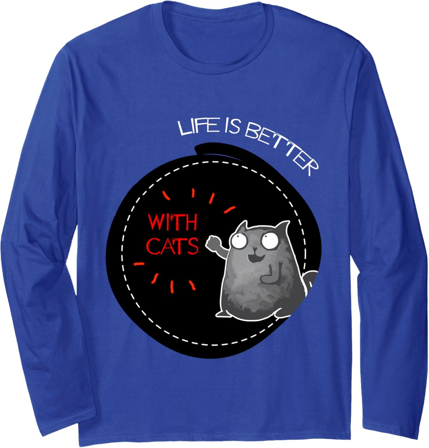 Long Sleeve Shirts for Men sweatshirt Optimistic Life Is Better With Cats Kitty Lovers Long Sleeve Tee Streetwear Casual tops clothes