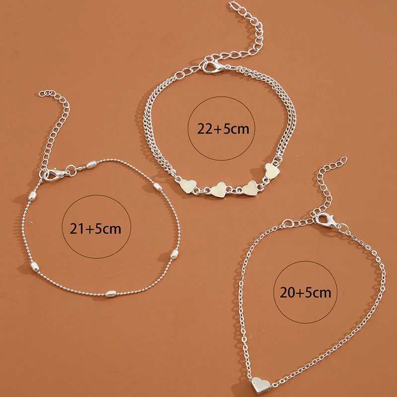 Simple Heart Female Anklets Barefoot Crochet Sandals Foot Jewelry Leg New Anklets On Foot Ankle Bracelets For Women Leg Chain Y240920