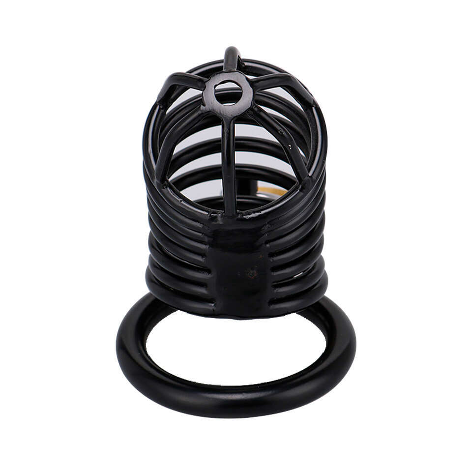 Manganese Steel Male Chastity Device Black Coated Hollow Chastity Cage Bondage Gear Sex Toys for Men BDSM Type