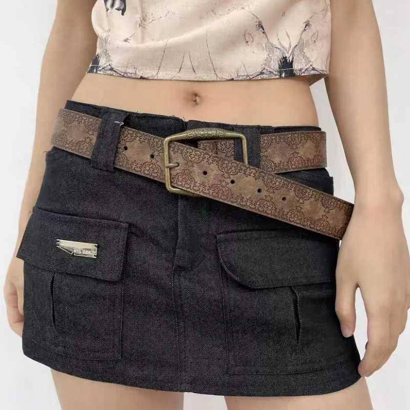 Fashion Retro PU Womens Belt Luxury Designer Brand Belt Bohemian Pattern Printed Brown Belt Clothing Accessories W240920