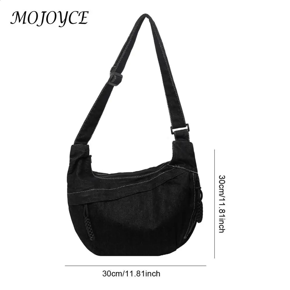 Womens cross bag multi pocket shoulder denim zipper homeless solid garbage travel sling 240919
