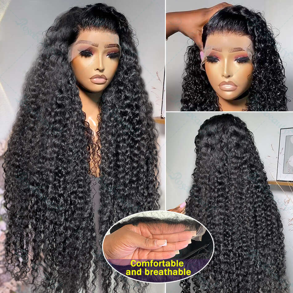 Rosabeauty 250% Deep Wave 13x6 HD Frontal Wig Brazilian Curly 13x4 Lace Front Human Hair Wigs For Women Pre Plucked 34 Inch