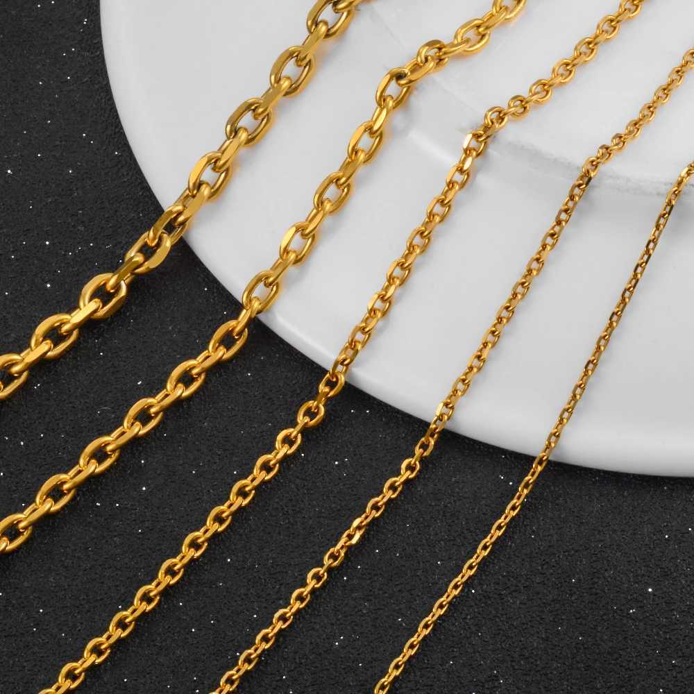 Width 1.6mm/2.4mm/3mm/4mm/5mm Stainless Steel Rolo Chain In Gold Color High Quality Charm Pendant Link Necklace WholesaleX240919