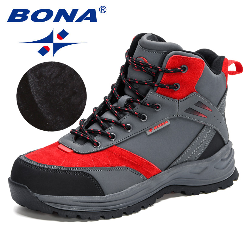 BONA 2024 New Designers Action Leather Climbing & Fishing Men Outdoor Shoes Man New High Top Winter Boots Plush Comfy ad48