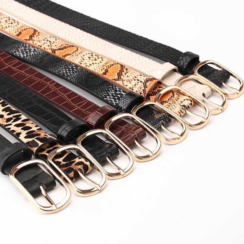 2023 New Retro Edition Fashion Jeans with Needle Buckle Snake Leopard Printed Womens Belt and Black Designer Belt W240920