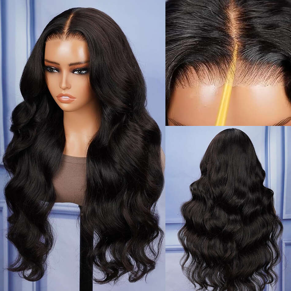 Melodie 250% 5X5 Glueless Body Wave Middle Inch Front Wig Transparent Lace Frontal Closure Human Hair Wigs