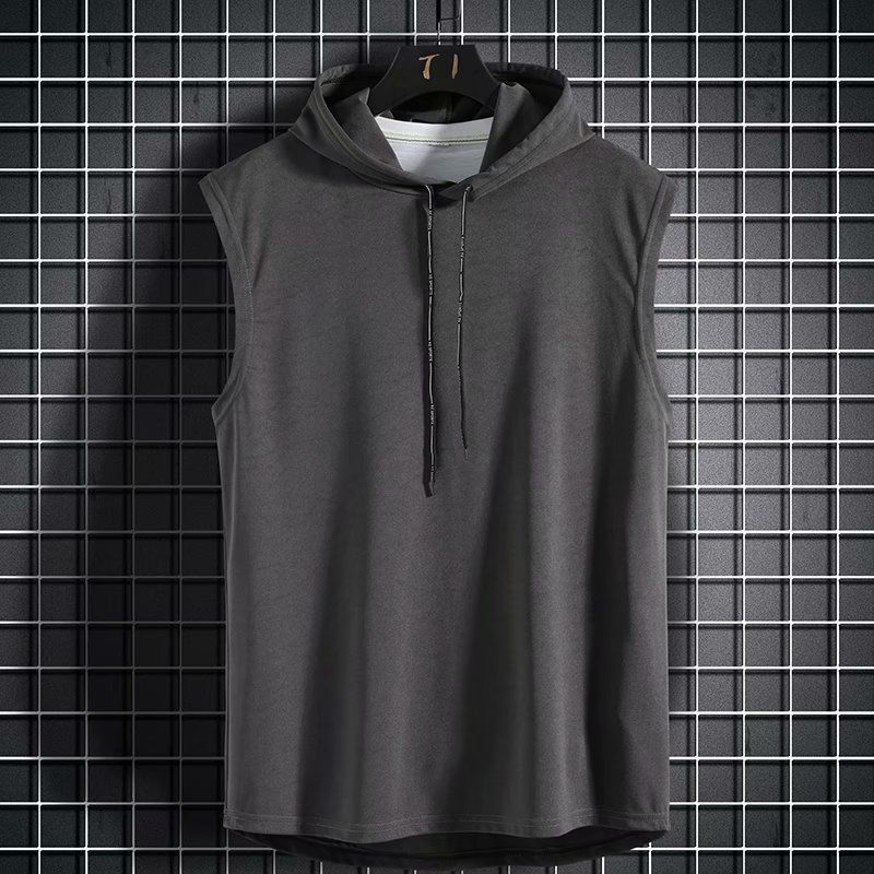 Summer Gym Tank Men Hooded Sleeveless Shirt Bodybuilding Top Fashion Hip Pop Vest Sweatshirt Fiess Singlets Man Clothing