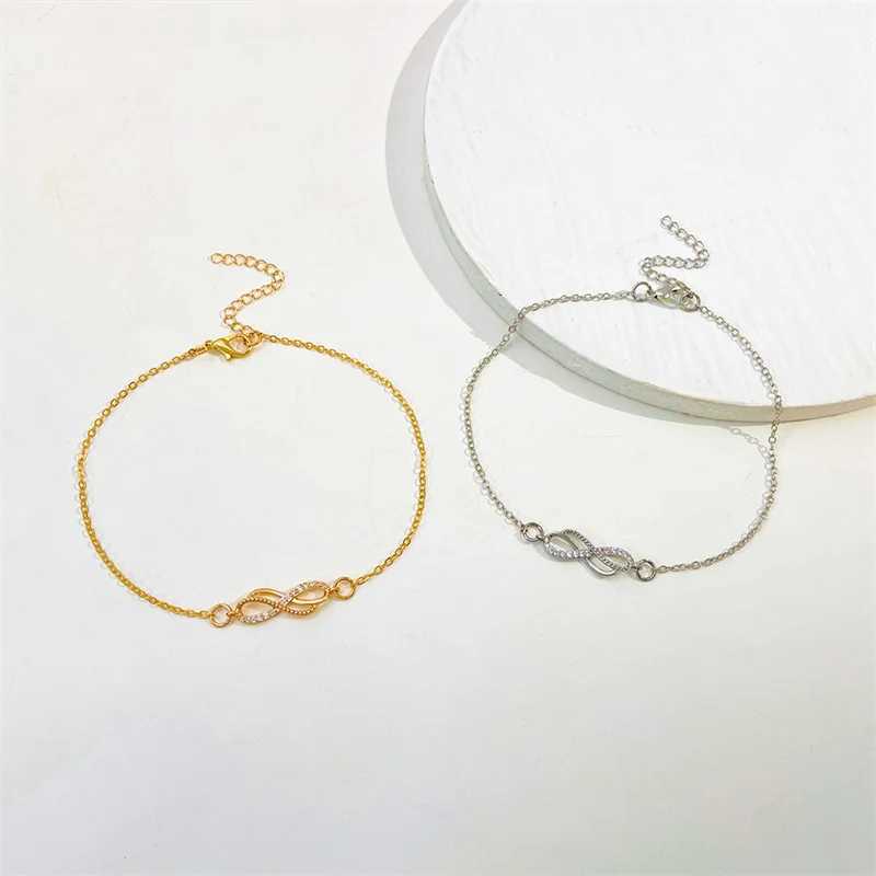 Elegant Charm Shiny Rhinestone Infinity 8-character Anklet for Women Rhinestone Vintage Metal Bracelet Sparkly Foot Jewelry Y240920
