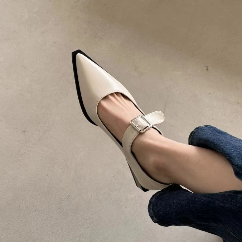 Summer Fashion Sexy Banquet Comfortable Pointed Toe Buckle Sandals Womens Solid Color High Heels Zapatos Mujer 240919