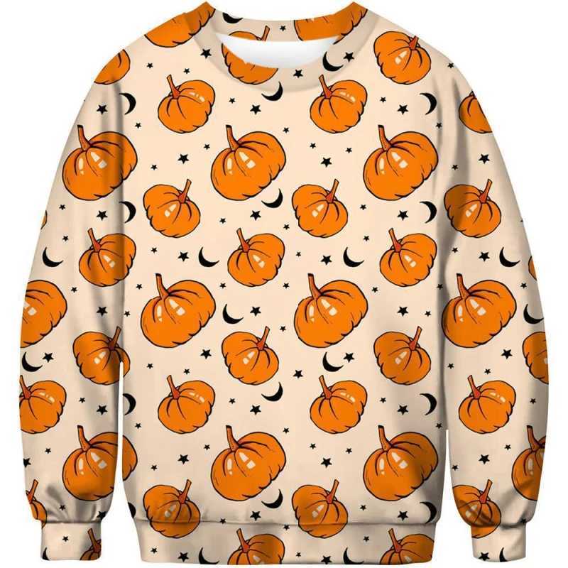 2024 new Halloween hoodie 3D printed Halloween pumpkin series crew-neck mens hoodie Y240920