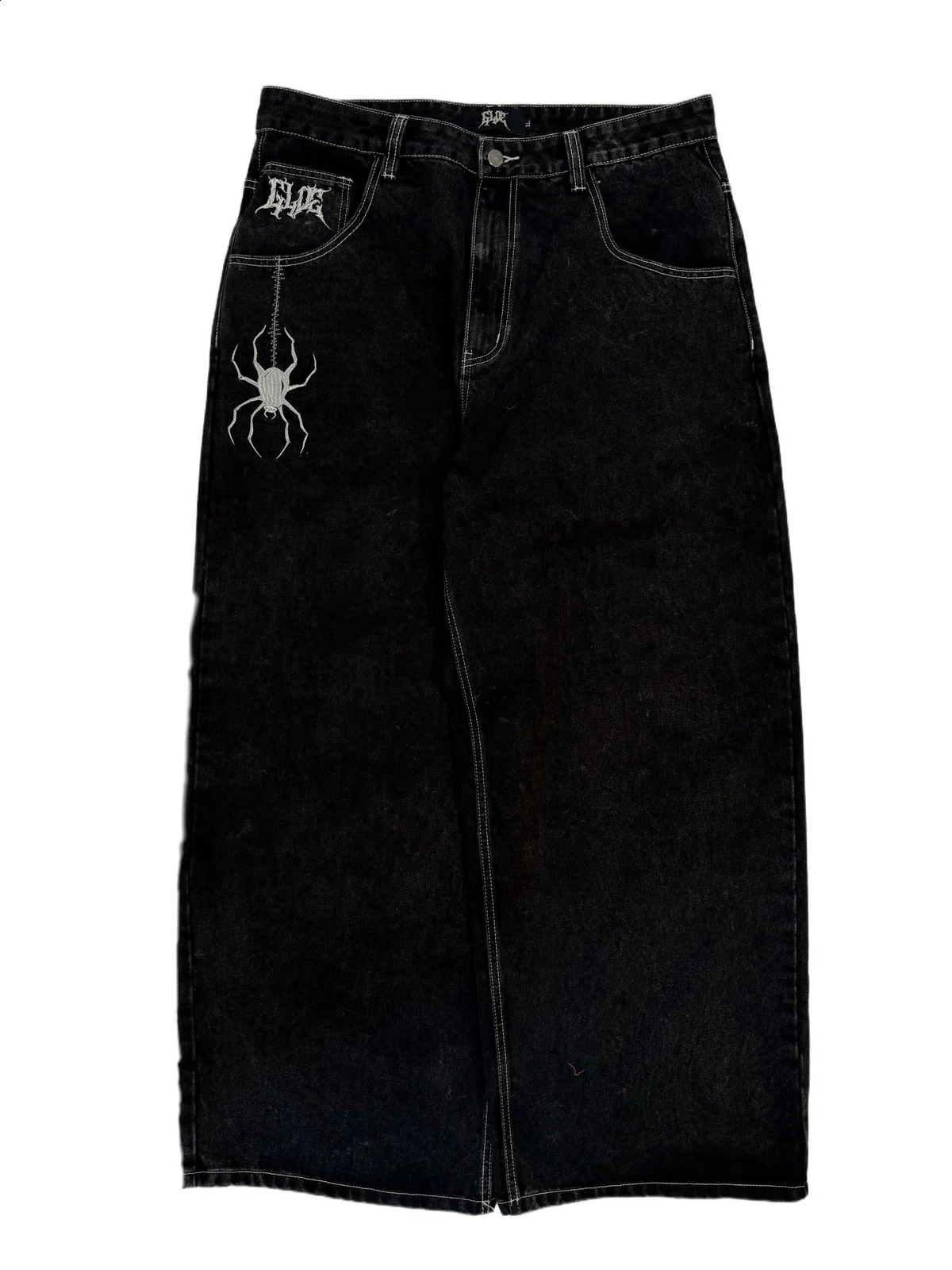 Hip Hop Gloe Baggy jeans mens retro streetwear slow 2000s High Street Y2K jeans wide leg pants spider denim mens clothing 240920