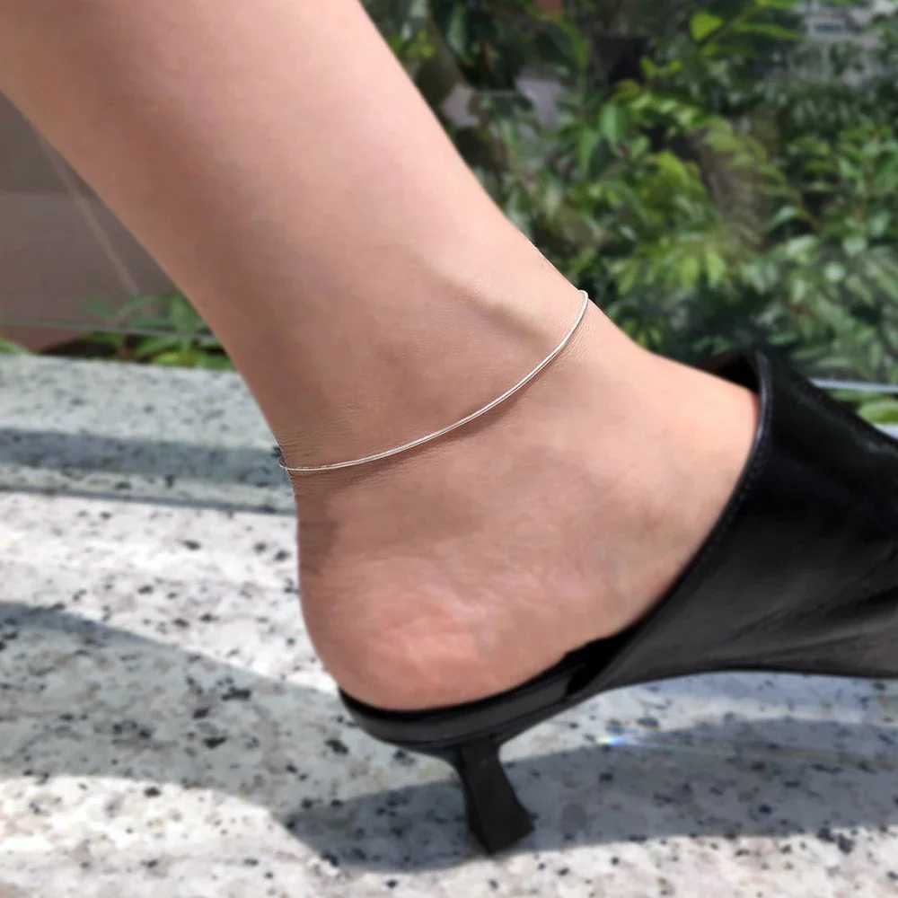 Tarnish Free 1.5mm Round Snake Anklets for Women Stainless Steel Summer Beach Jewelry 2024 Trendy Foot Chain Dropshipping Y240920