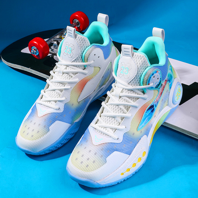 Broken blue into men's casual fashion basketball shoes breathable wear-resistant shock-absorbing training shoes