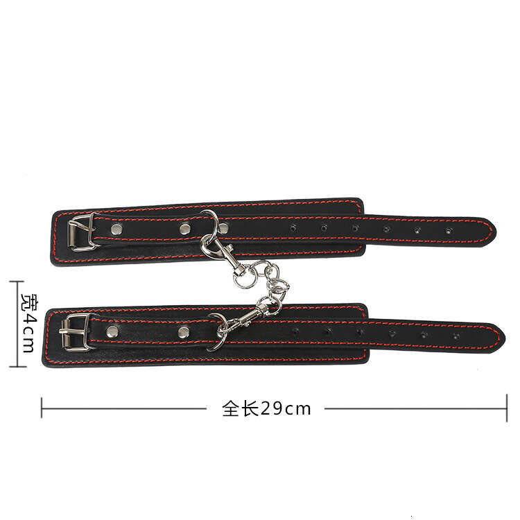 Male and female use of black PU plush handcuffs for binding, restraint, and tight binding, as well as adult sex toys