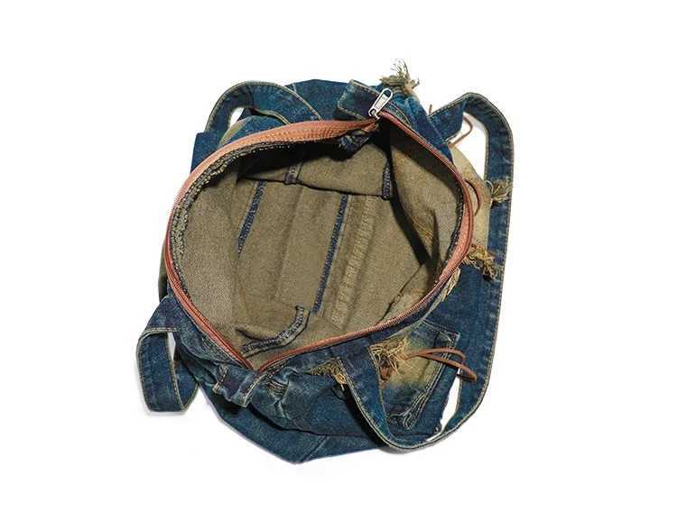 CMM Vintage Womens Shoulder Bag Washed Denim Large Capacity Messenger Hot Girls New Fashion Designer Handbag Big Totes 240920
