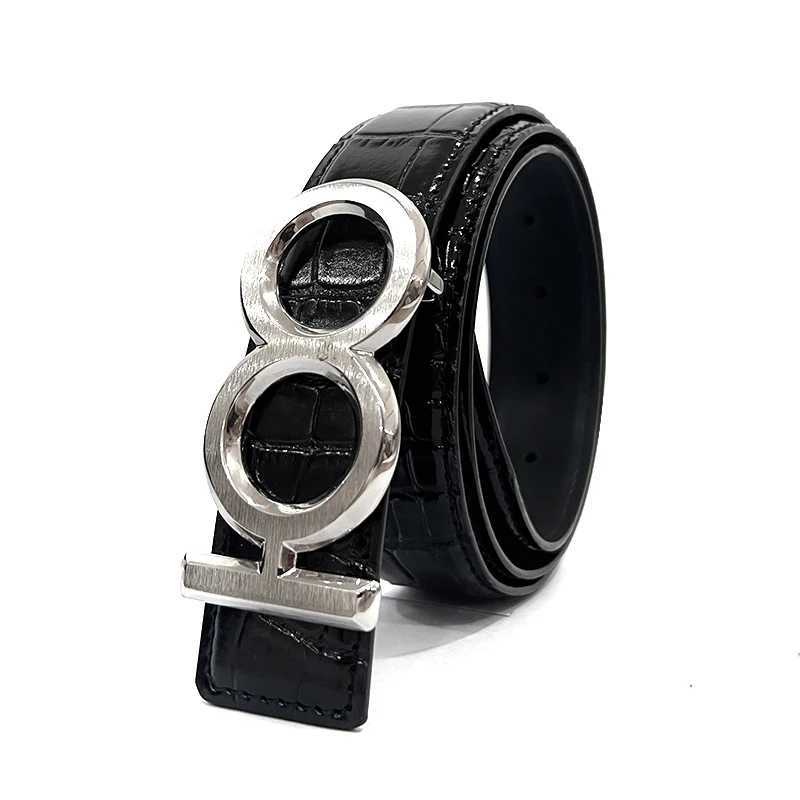 Top 100 luxury brand cowhide belts new crocodile patterned mens and womens belts authentic 100 point image buckle business W240920