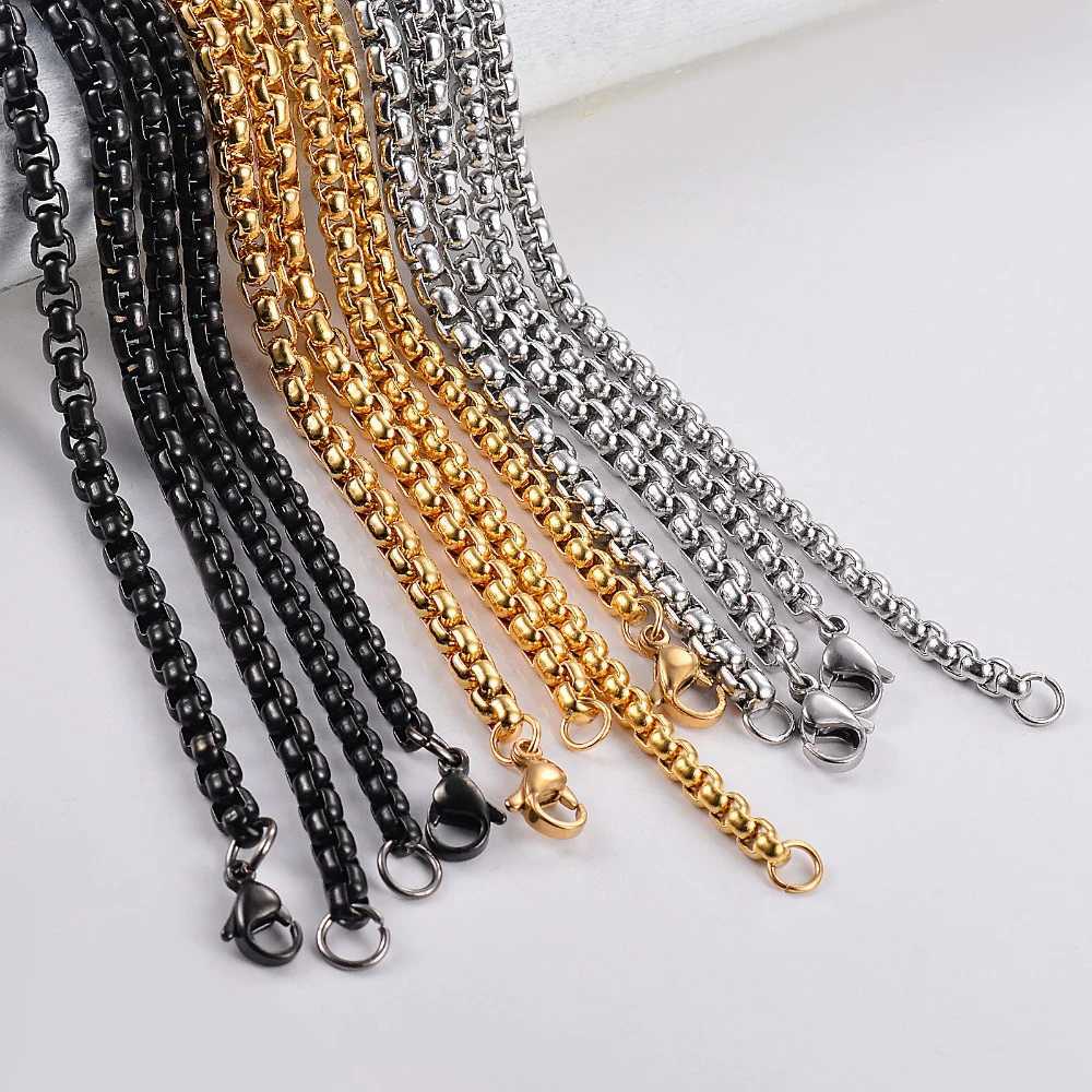 1 Piece Width 2/2.5/3/3.5/4mm Stainless Steel Square Pearl Chain Figaro Necklace Jewelry for Men WomenX240919