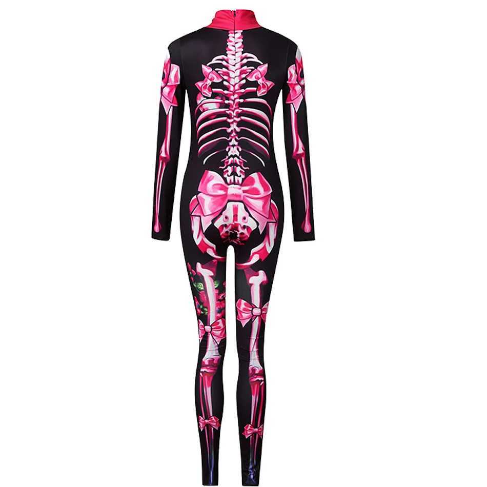 Girls Halloween Scary Skeleton Cosplay Rose Sexy Devil Jumpsuit Party Carnival Scary Children Costume Day Of The Dead Clothes Y240919
