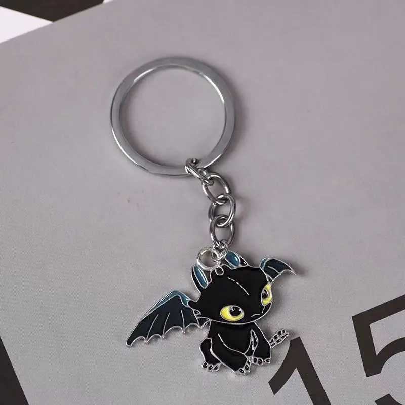 Toothless Dragon Keychain Cute Cartoon Couple DIY Buckle Pendant with Male and Female Ring Ins Personalized and Creative New SchX240919