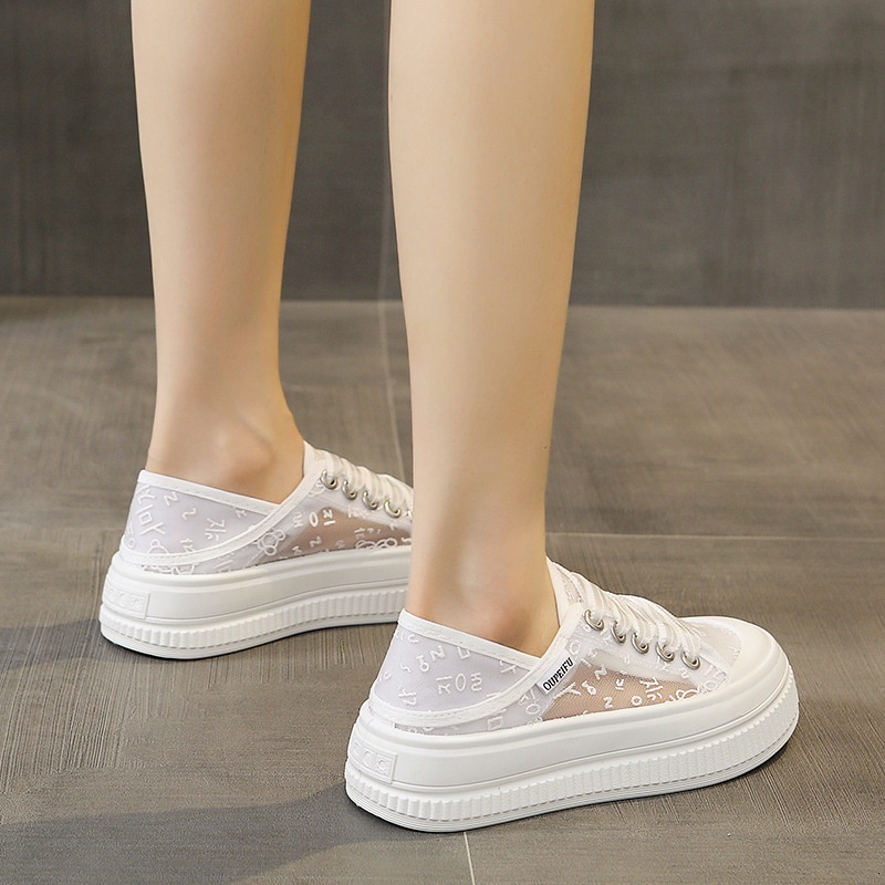 Xiaoxiangfeng Fisherman's Women's Little White 2024 New Summer Breathable Mesh Thick Sole Versatile Matcake Shoes
