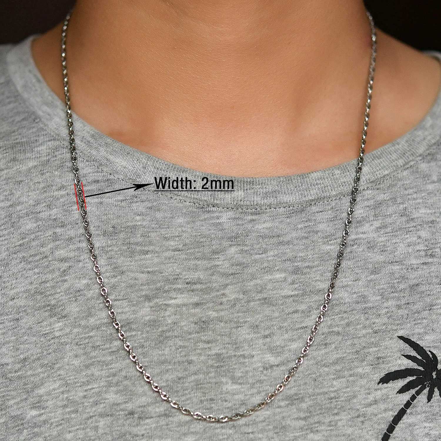 2/3/4/5MM Stainless Steel Link Cable Chain Men Women Silver Color Necklace High Quality Waterproof Jewelry AccessoriesX240919
