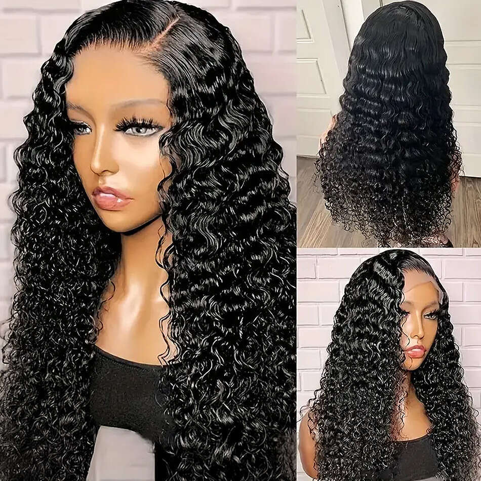 180 Density 13x6 Water Front Wig Human Hair 13x4 HD Transparent 30 32Inch Deep Wave Lace Frontal Wigs Curly Brazilian