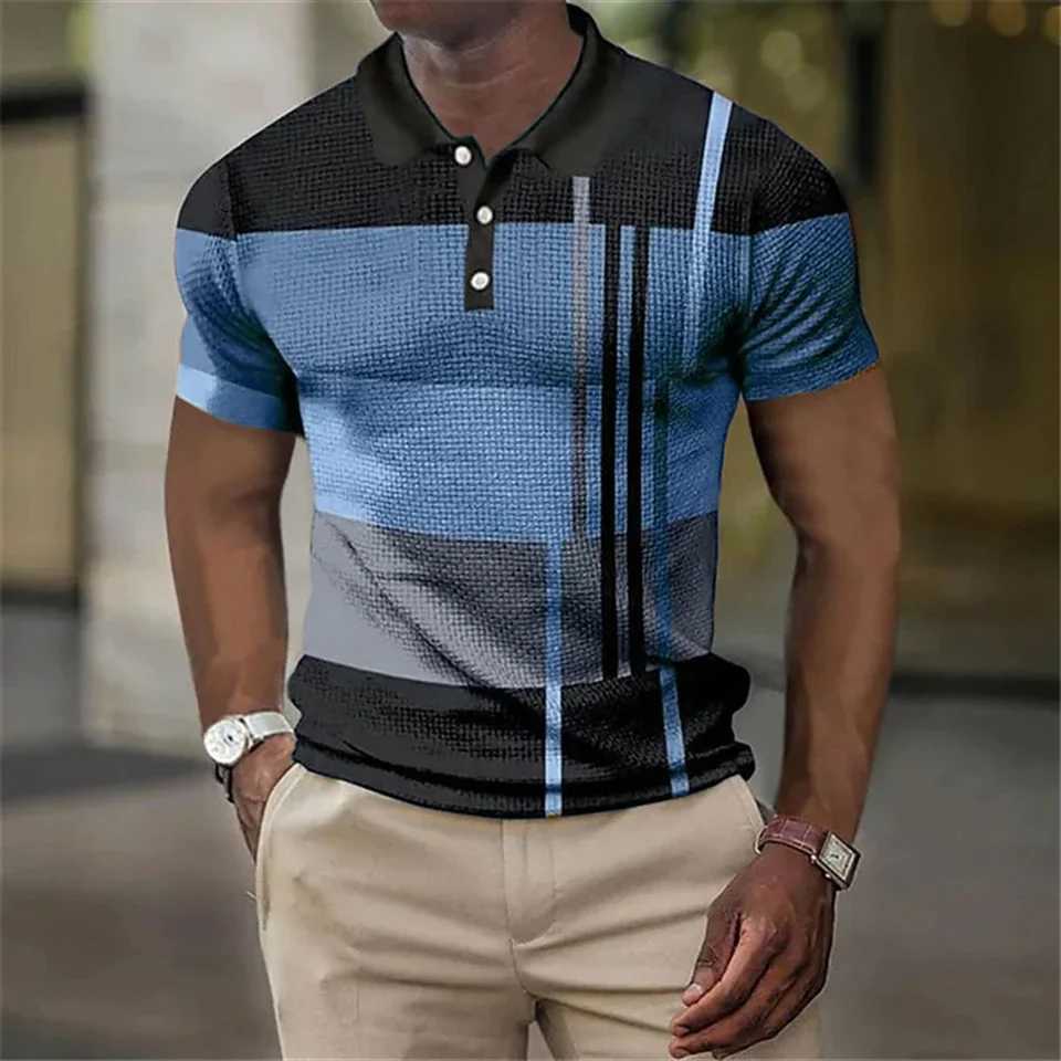 High Quality Mens Polo Shirt 2023 New Stripes Short Sleeve T-shirts Casual Business Button Tops Tees Summer Clothing For BoysX240920