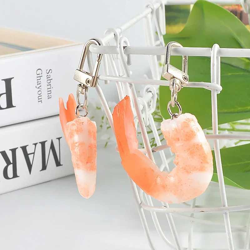 Silicone Simulation Shrimp Food Keychains Keyring for Women Men Gift Statement Unique Creative Bag Car Key Airpods Box JewelryX240919
