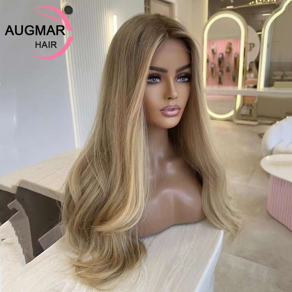 13x4 Ash Blonde Highlight Wig Glueless 13x6 Straight Lace Front Transparent Body Wave Human Hair Wigs For Women