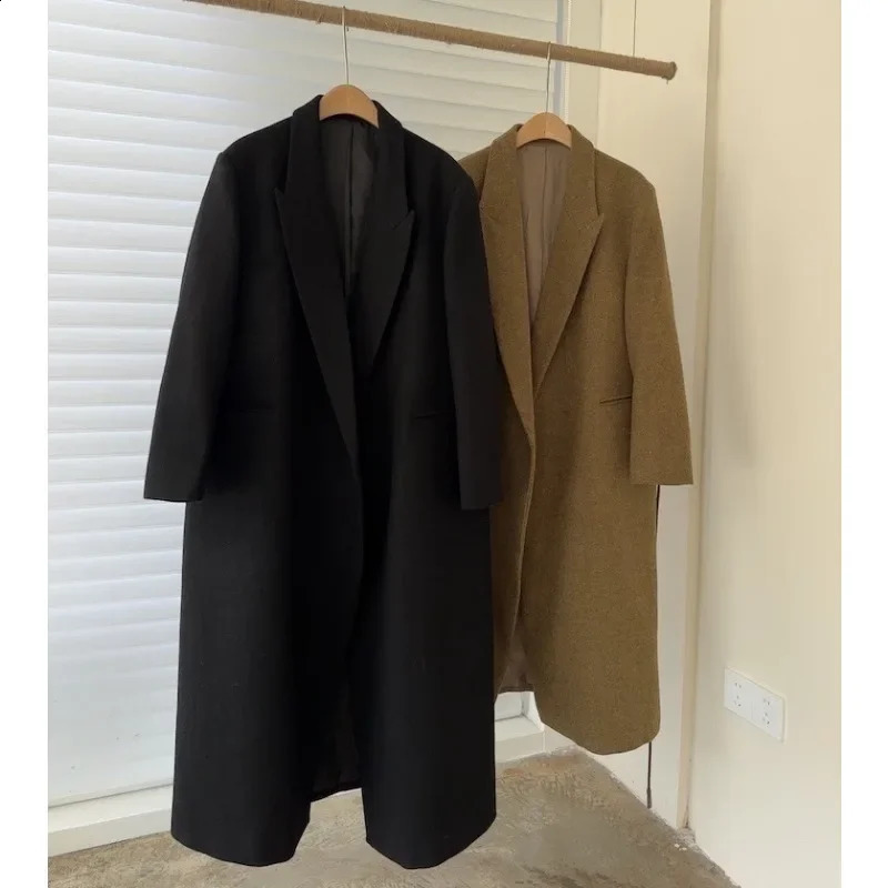 Womens wool coat autumn and winter item elongated minimalist waistband 240918