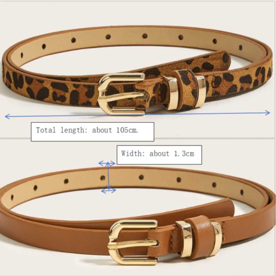 Temperature thin belt Versatile womens needle buckle small belt decoration simple summer leopard pattern womens waist belt W240920