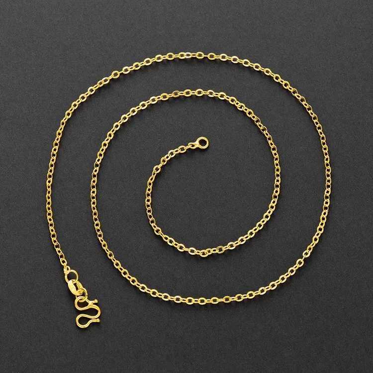 Real 14K Gold Color Necklace Chain for Womens Clavicle Chain Neck Collare for Girlfriend Fashion Birthday Jewelry Gift Not FadeX240919
