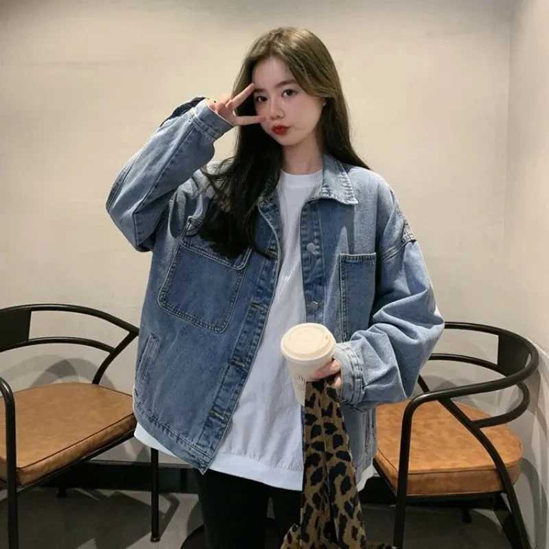 Womens Loose Denim Coat Korean Style Single-Breasted Long Sleeve Jacket Woman 2024 Spring Autumn Vintage Casual Jean Tops MujerX240920