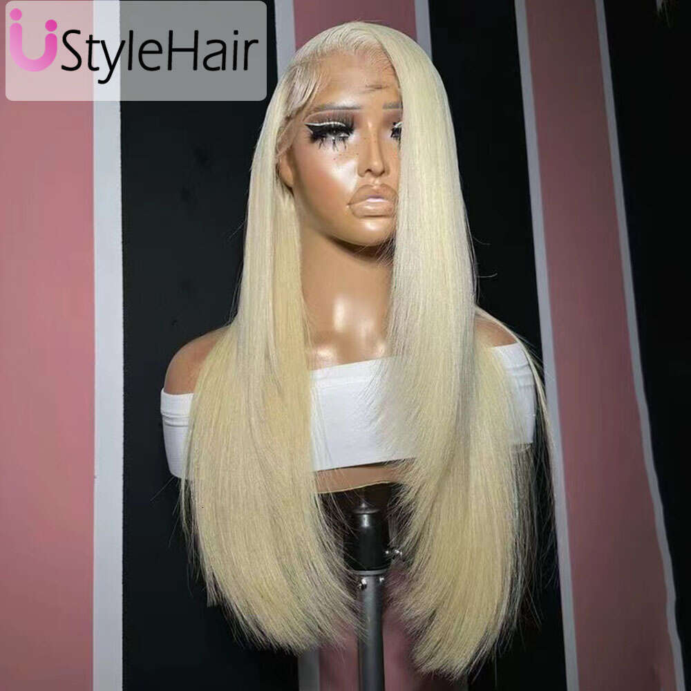 Ustylehair 613 Rooted Ombre Brown For Women Long Silky Straight Layered Cut Blonde Lace Front Wig Heat Resistant Synthetic