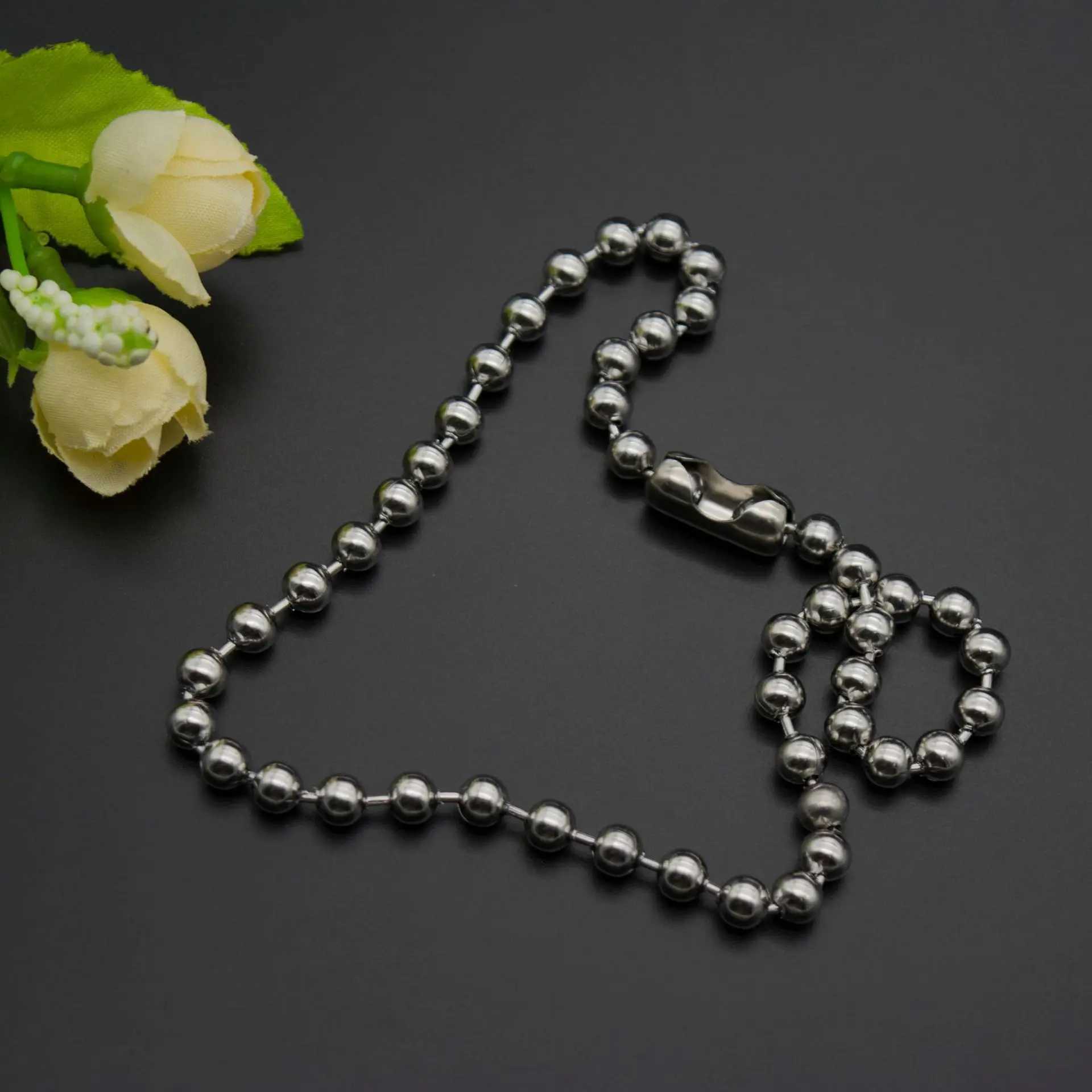 Stainless Steel Bead Chains Ball Necklace DIY Jewelry Punk Chokers Chains 1.5/2/2.4/3/3.2/4/5/6/8/10MMX240919