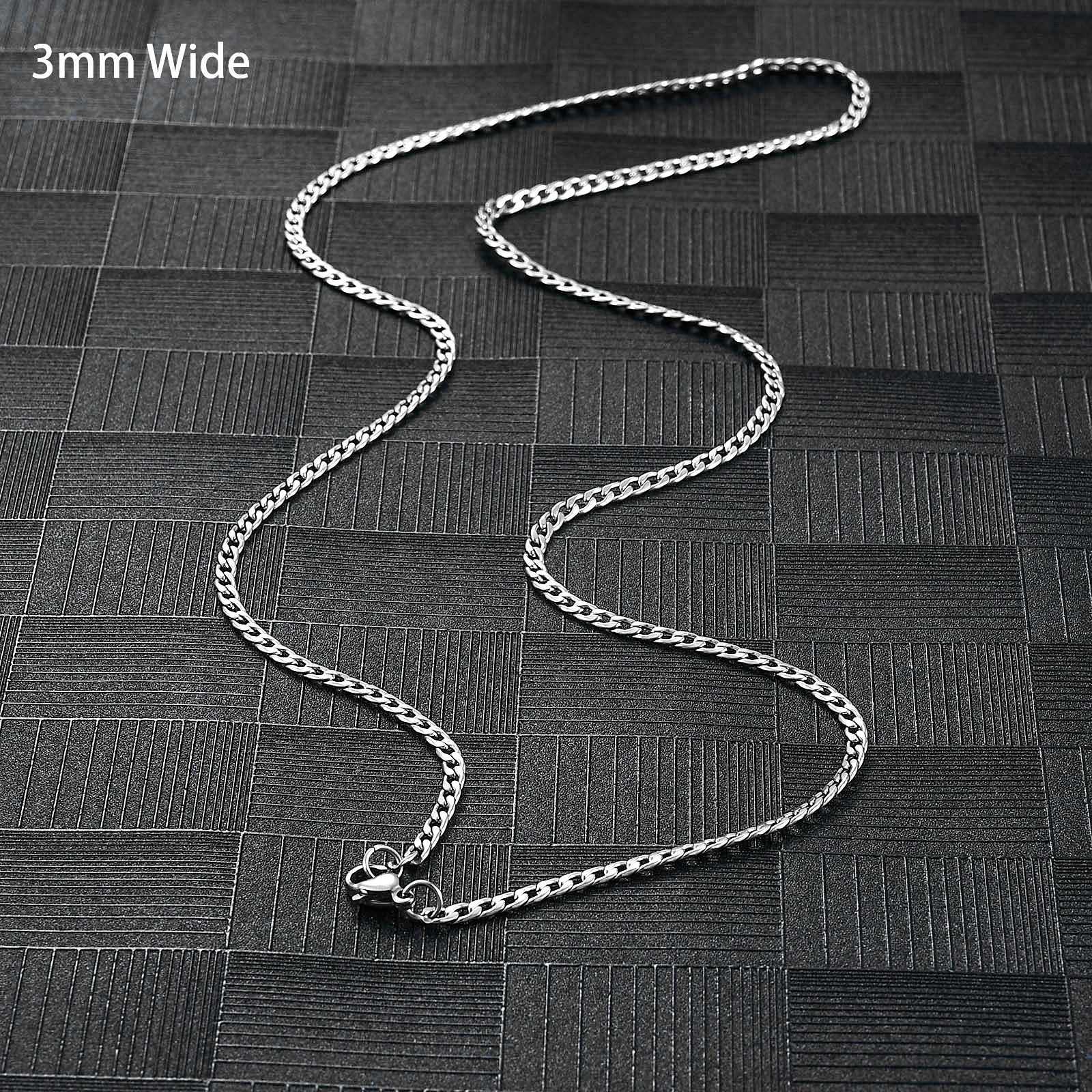 Mens Round Link Stainless Steel Necklace Cuban Chain for Women Silver Color Waterproof Tone Punk Boy Male Jewelry AccessoriesX240919