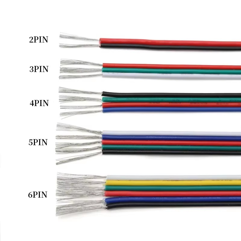 Lighting Accessories 2 3 4 5 6 Pin Extension Wire 22AWG Connector Cable Cord 100m per rolls For RGB RGBW RGBWW SMD WS2812B LED Strip DIY