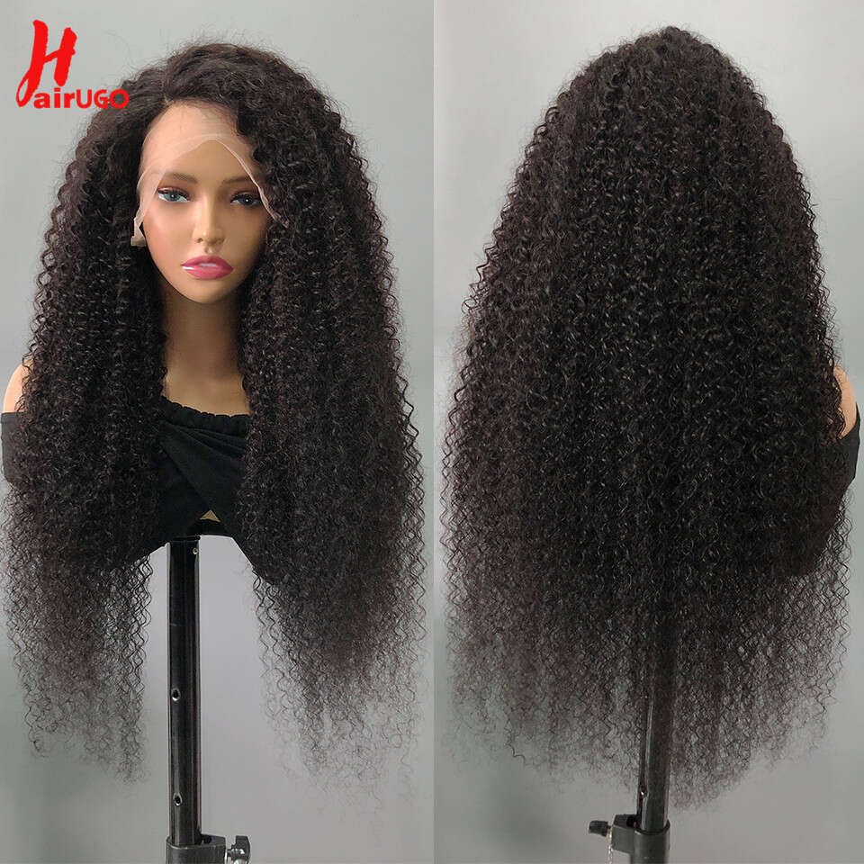 HairUGo 13*4 13x4 Jerry Front For Women Non-Remy Brazilian Curly Lace Wigs Human Hair