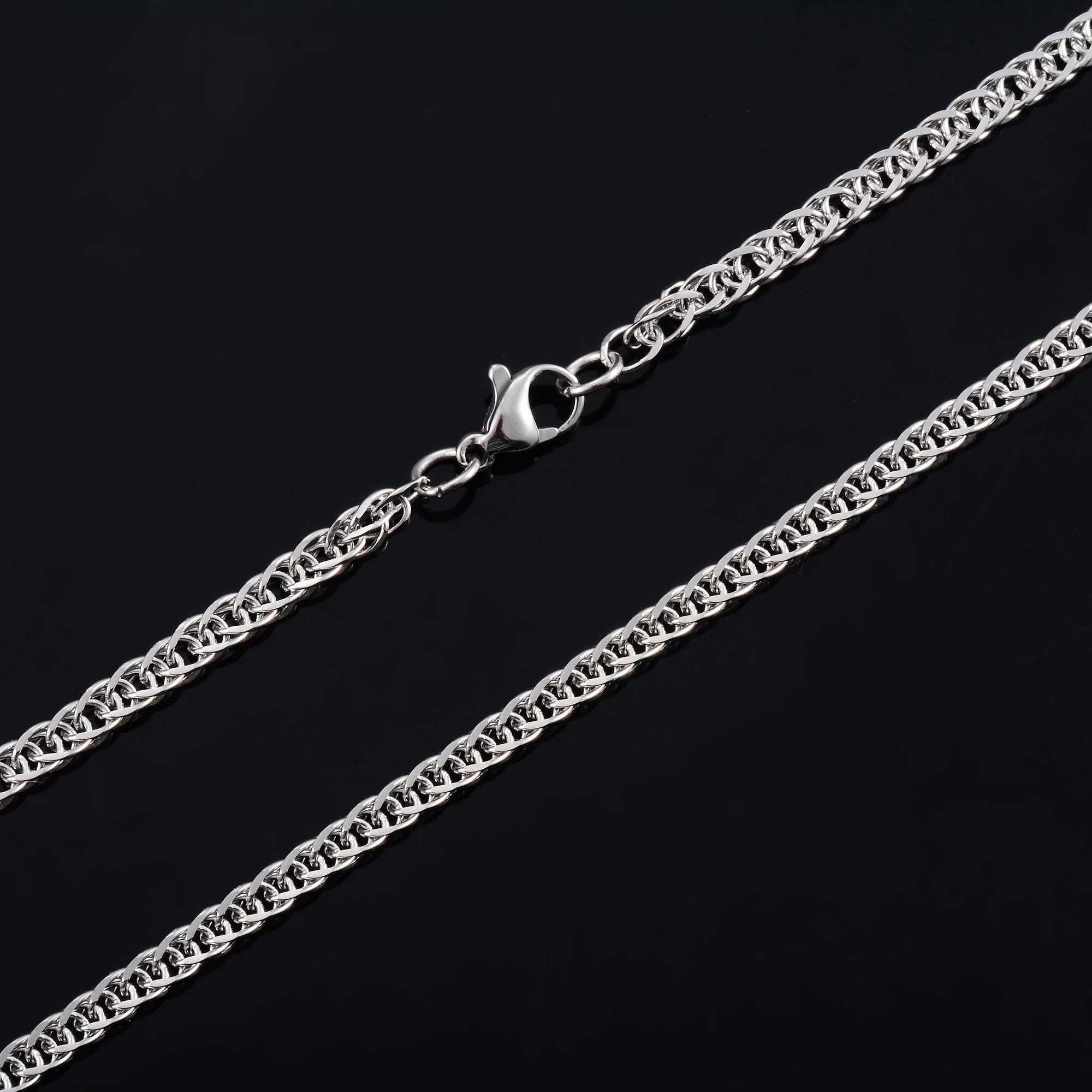 Stainless Steel Weaving Chain Long Necklace for Women Men Choker on Neck Collarbone Silver Color Waterproof Jewelry AccessoriesX240919