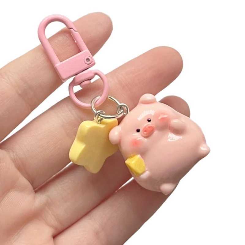 3D Pink Pig Keychain Pendant Cute Cartoon Resin Charm Key Rings Personalized Hangings Keychain for Girls and StudentsX240919