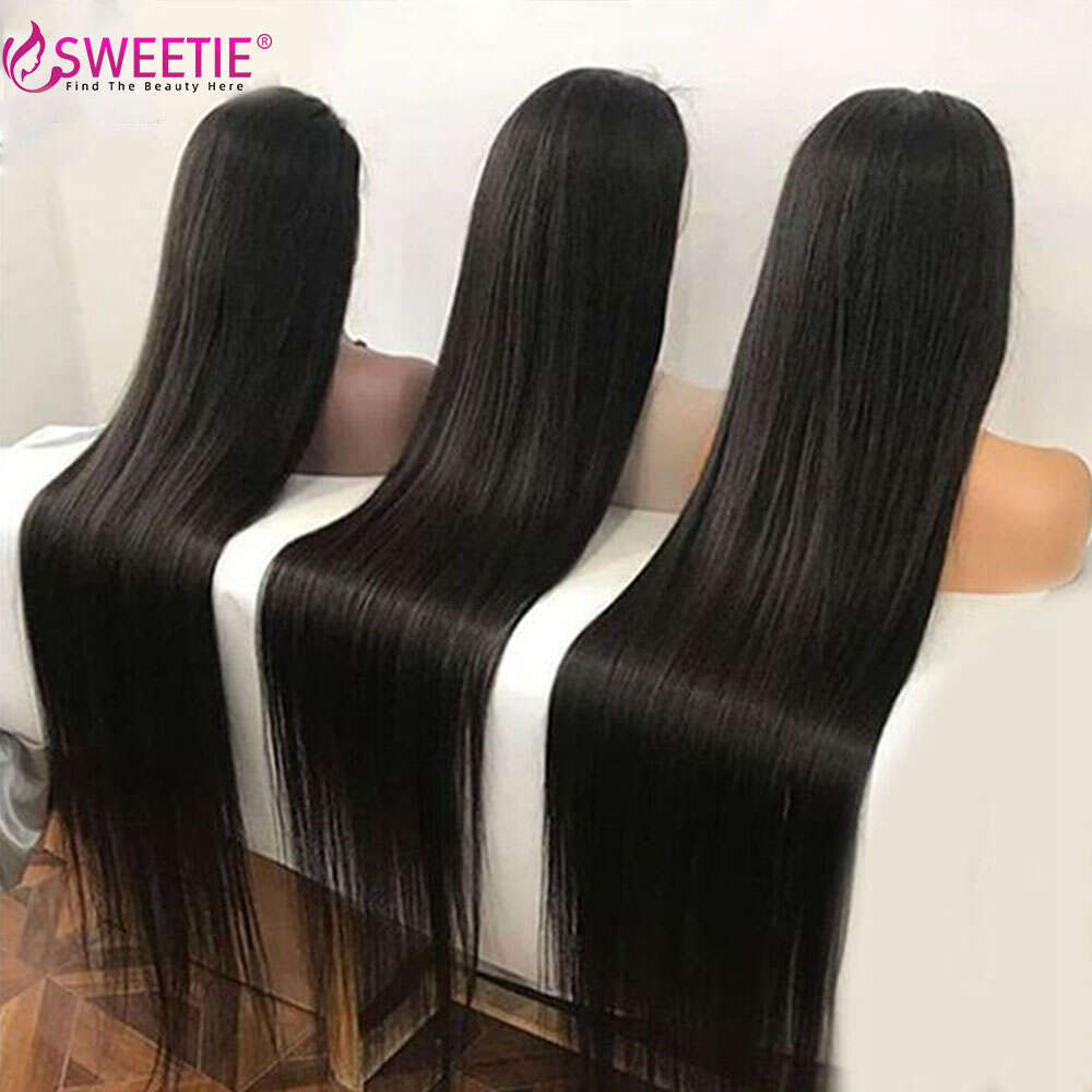 16-40 Inch Straight Front 250 Density Pre Plucked 13x6 Transparent Lace Frontal Wigs For Women Human Hair