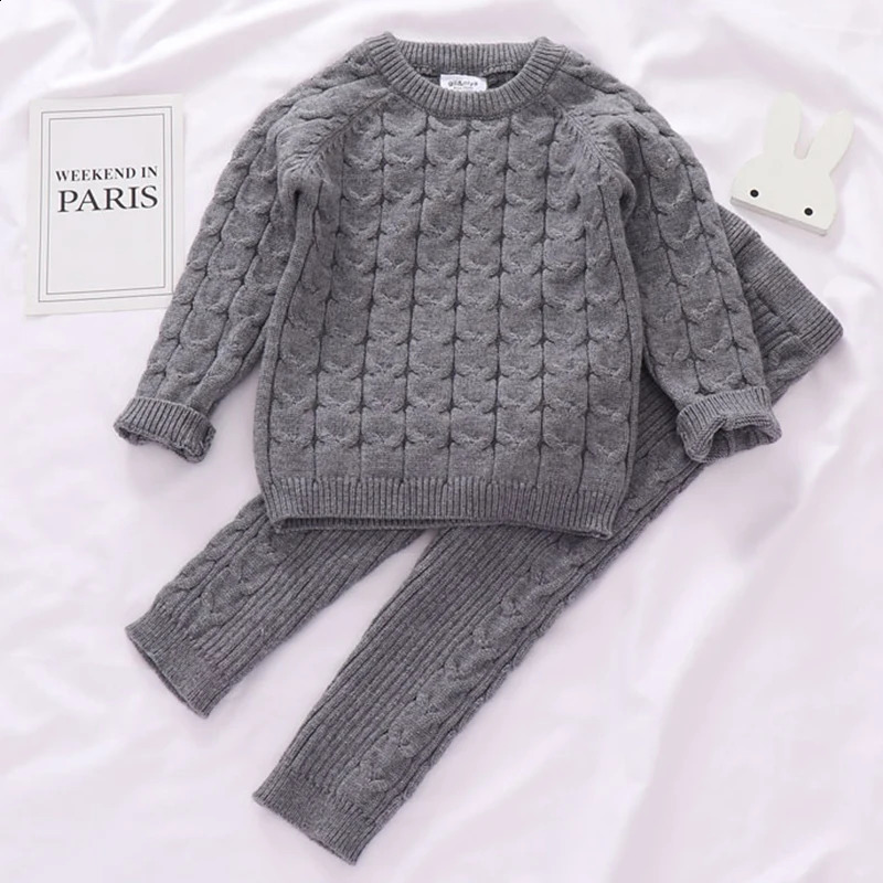 0-4 Yrs Girls and Boys Set Autumn Baby Boys and Girls Clothing Set Winter Knitted Lanhua SweaterPants Baby Boys Knitted Track Clothing 240920
