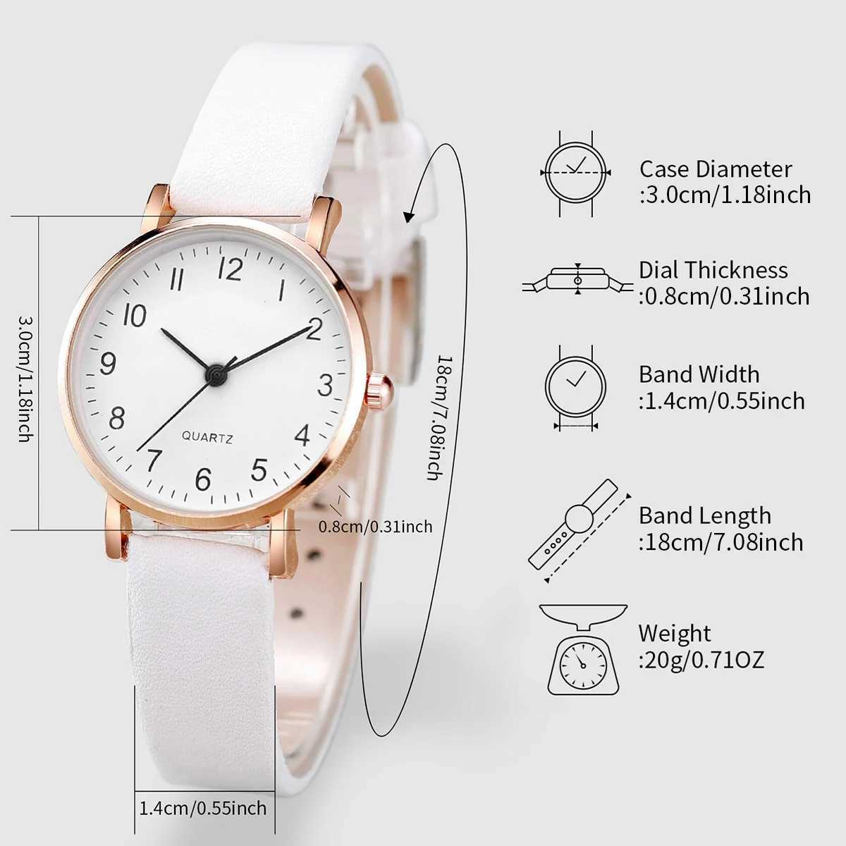 2PCS/Set Fashion Arabic Dial Women Watches Casual Leather Band Quartz Watch Pearls Butterfly Bracelet SetX240920