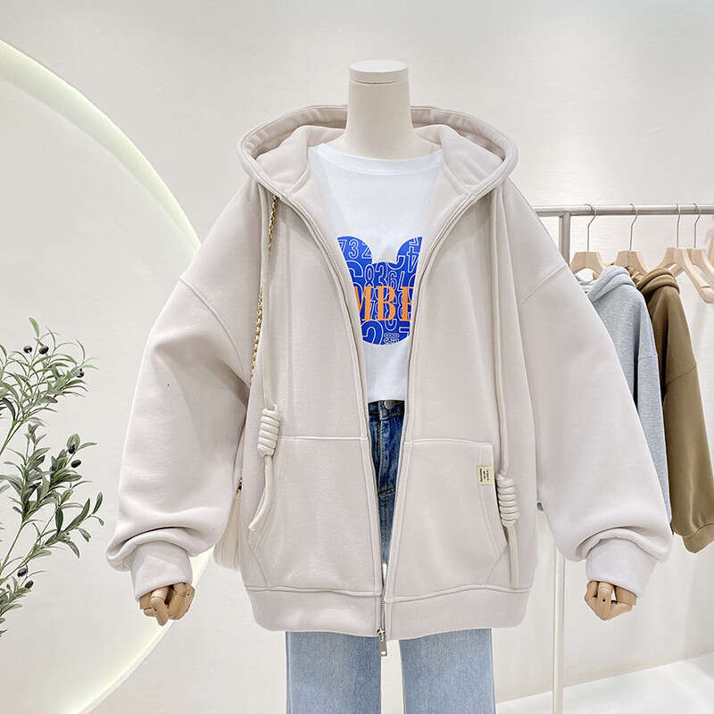 Hallowmas 2024 New Hooded Hoodie Womens Autumn/winter Korean Edition Lazy Style Loose Plush Cardigan Zipper Casual Coat Top Women Jacket Autumn Dress 