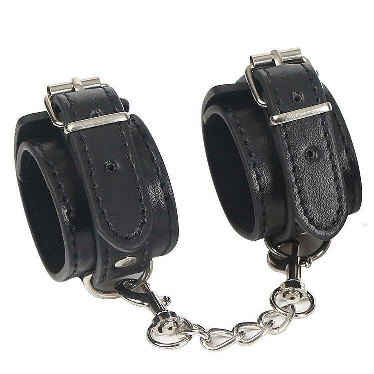 Male and female use of black PU plush handcuffs for binding, restraint, and tight binding, as well as adult sex toys