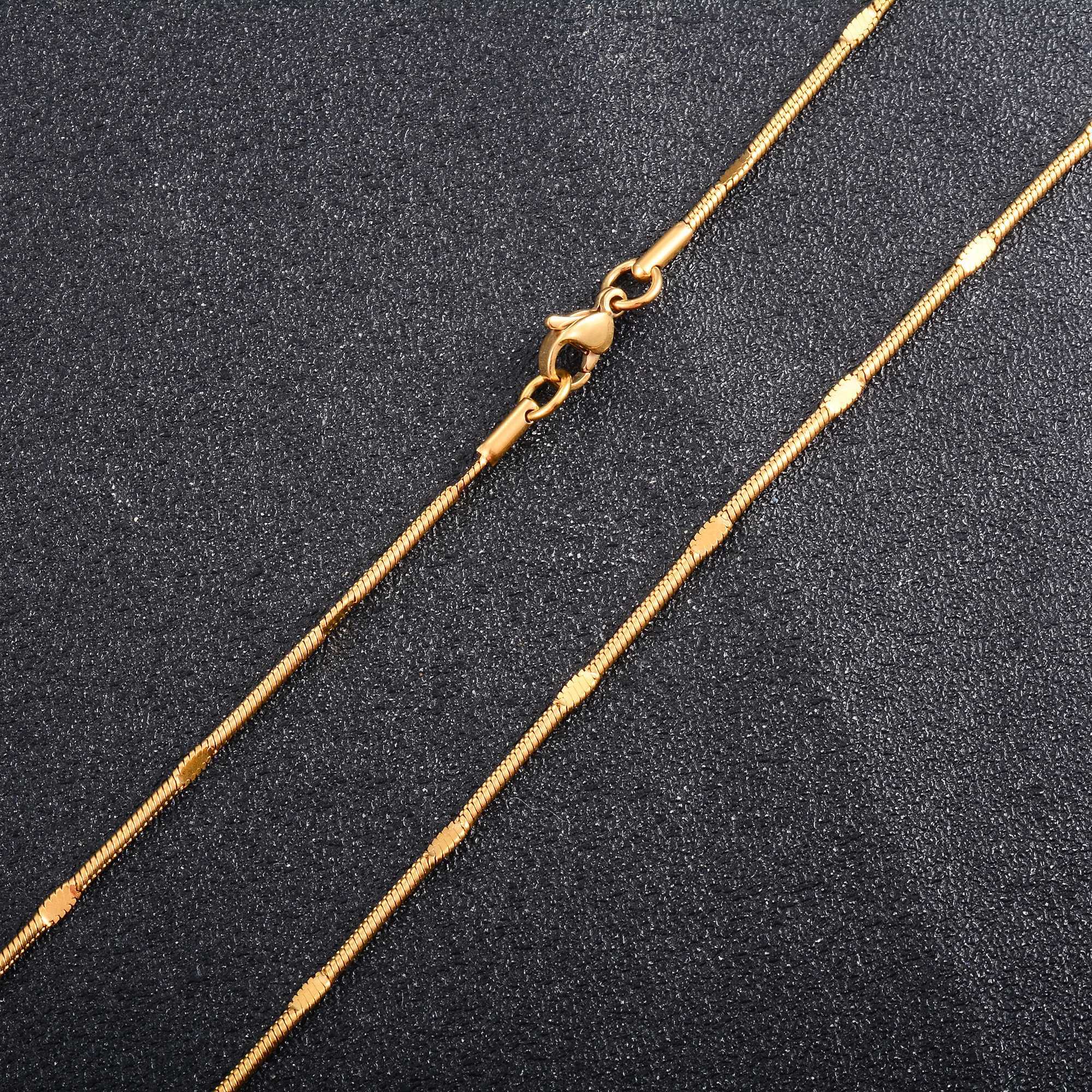 Men Round Snake Chain Press Polish Stainless Steel Thin Necklace for Women Ladies Choker Gold/Silver Color Jewelry AccessoriesX240919