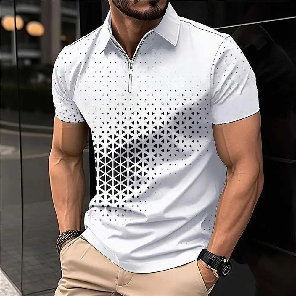 Summer T Shirts for Men 2024 Short Sleeve Mens Clothing Collar 3D Printing Plain Shirt Striped Polo Tees Fashion Pullover TopsX240920
