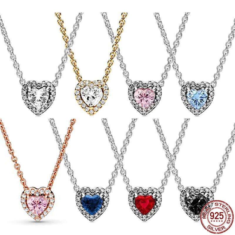 New Classic Heart Necklace 925 Sterling Silver Shining Zircon Heart Pendant Necklace Exquisite Luxury Charm Women's Jewelry Gift